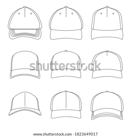 set of Hats Line Style Drawing