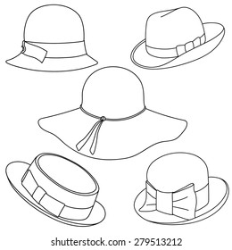 Set of hats on white background.