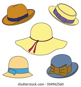 Set of hats on white background.