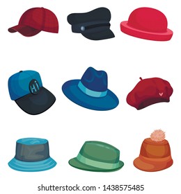 Set of hats. Vector illustration on white background.