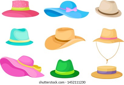 Set of hats. Vector illustration on white background.