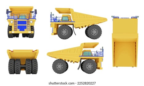 Conjunto de cargador de minería de camiones de arrastre la máquina de la minería aislada en segundo plano.Ilustración del vector