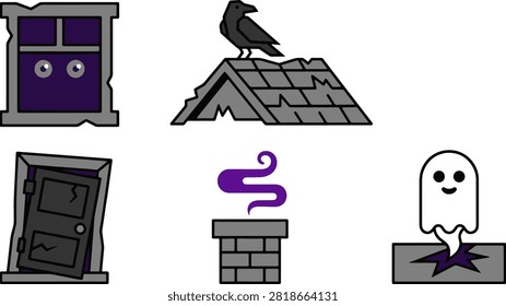 Set haunted house elements: