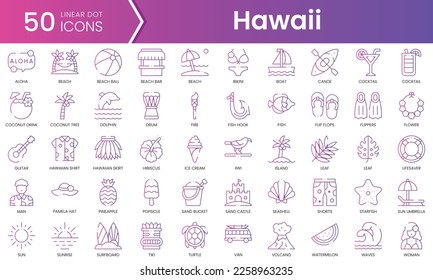 Set of hawaii icons. Gradient style icon bundle. Vector Illustration