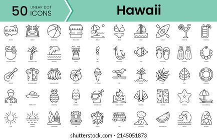 Set of hawaii icons. Line art style icons bundle. vector illustration