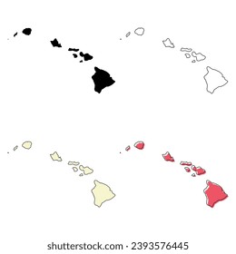 Mapa de Hawaii, estados unidos de américa. Icono de concepto plano, ilustración vectorial.