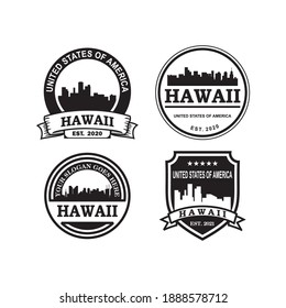a set of hawaii skyline silhouette logo