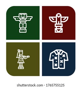 Set of hawaiian icons. Such as Totem, Hula, Hawaiian , hawaiian icons
