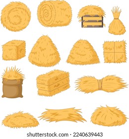 Set of haystacks on white background