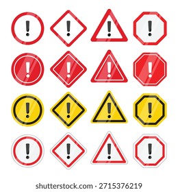 Conjunto de signo de atención de advertencia de peligro Ilustración vectorial