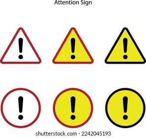 set of Hazard warning sign with exclamation mark. Yellow triangle sign board. Attention caution illustration on white background. attention Vector illustration EPS 10