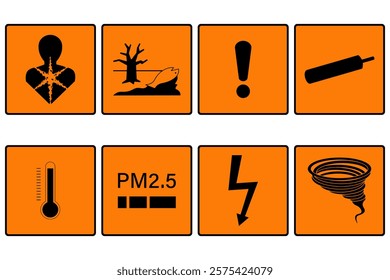 Set of hazard warning signs vactor. Caution danger symbol. Warning Safety Signs.