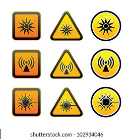 Set hazard warning symbols