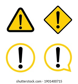 Conjunto de advertencia de peligro, símbolo de advertencia símbolo de símbolo de vector de signo plano con signo de exclamación aislado en fondo blanco.
