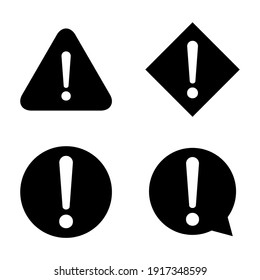 Set of hazard warning, warn symbol vector icon flat sign symbol with exclamation mark isolated on white background