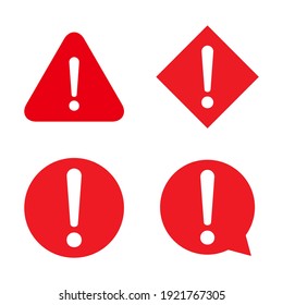 Set of hazard warning, warn symbol vector icon flat sign symbol with exclamation mark isolated on white background .