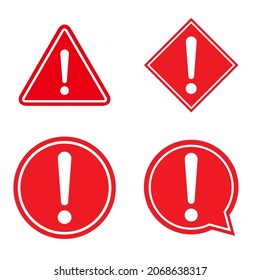 Set of hazard warning, warn symbol vector icon flat sign symbol with exclamation mark isolated on white background .