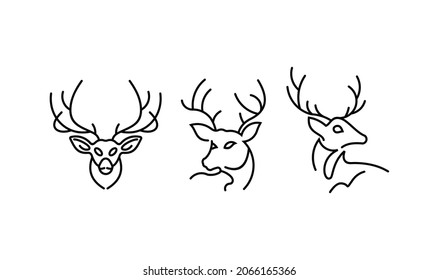 set of head deer line art logo design inspirations,icon set Magnificent head Deer emblem