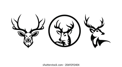 set of head deer line art logo design inspirations,icon set Magnificent head Deer emblem