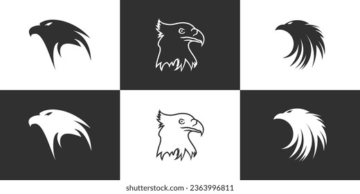 Set head eagle logo design with unique concept Premium Vector