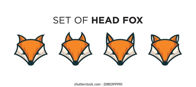 Set of head fox logo design template