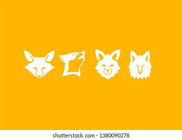 set head fox silhouette logo icon designs illustration template