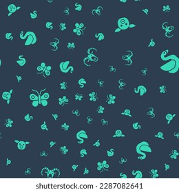 Poner la cabeza de cabra o carnero, cerdo, mariposa y ave cisne en un patrón ininterrumpido. Vector