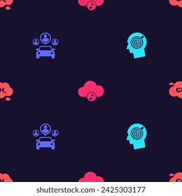 Set Head hunting concept, Car sharing, Music streaming service and Methane emissions reduction on seamless pattern. Vector