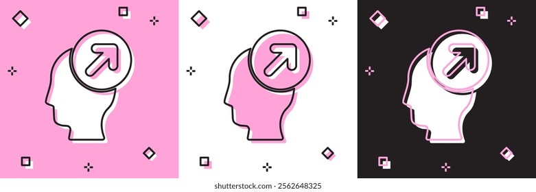 Set Head hunting concept icon isolated on pink and white, black background. Business target or Employment sign. Human resource and recruitment for business.  Vector
