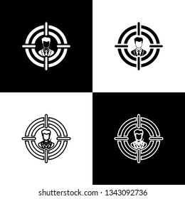Set Head hunting concept icons on black and white background. Business target or Employment sign. Human resource and recruitment for business. Line, outline and linear icon. Vector Illustration