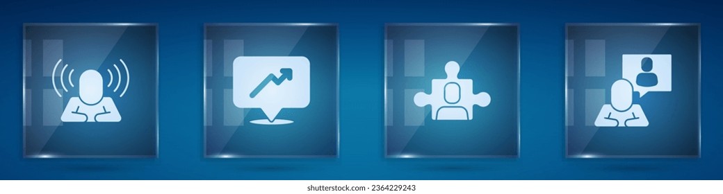 Set Head hunting, Graph, schedule, chart, Project team base and . Square glass panels. Vector