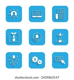 Set Head hunting, Human with gear, Search job, Productive human, Multitasking manager working, Tie,  and  icon. Vector