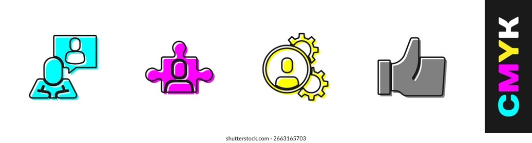 Set Head hunting, Project team base,  and Hand like icon. Vector