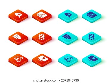 Set Head hunting, Question mark, Team leader, Project team base and  icon. Vector