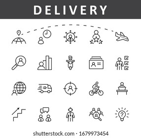 Set of Head Hunting Related Vector Line Icons. Contains such Icons as Career growth, Bulb, Candidate, Search, CV, Card Index, Outsource and more. Editable Stroke. 32x32 Pixels