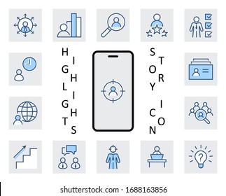 Set of Head Hunting Related Vector Line Icons. Contains such Icons as Career growth, Bulb, Candidate, Search, CV, Card Index, Outsource and more. Editable Stroke. 32x32 Pixel Perfect
