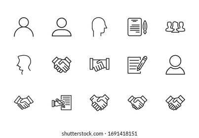 Set of head hunting related vector line icons. Premium linear symbols pack. Vector illustration isolated on a white background. Web symbols for web sites and mobile app. Trendy design. 
