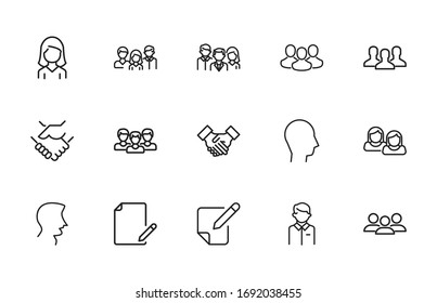 Set of head hunting related vector line icons. Premium linear symbols pack. Vector illustration isolated on a white background. Web symbols for web sites and mobile app. Trendy design. 
