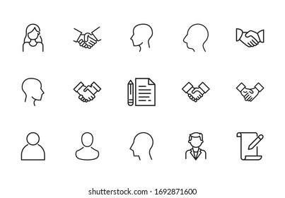 Set of head hunting related vector line icons. Premium linear symbols pack. Vector illustration isolated on a white background. Web symbols for web sites and mobile app. Trendy design. 
