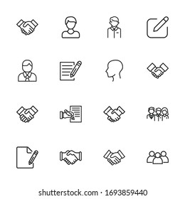 Set von Vektorillustration-Symbolen für die Kopfjagd. Premium-Paket mit linearen Symbolen. Vektorillustration einzeln auf weißem Hintergrund. Web-Symbole für Webseiten und mobile App. Trendloses Design. 
