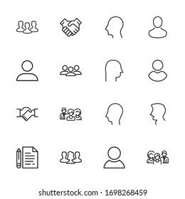 Conjunto de iconos de línea vectorial relacionados con la caza de cabezas. Paquete de símbolos lineales Premium. Ilustración vectorial aislada en un fondo blanco. Símbolos web para sitios web y aplicaciones móviles. Diseño moderno. 
