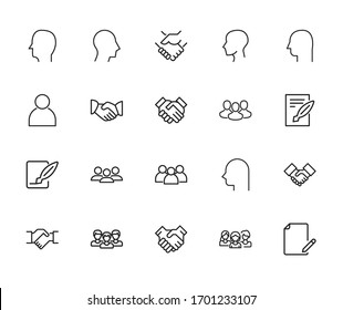 Set of head hunting related vector line icons. Premium linear symbols pack. Vector illustration isolated on a white background. Web symbols for web sites and mobile app. Trendy design. 
