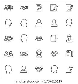 Set of head hunting related vector line icons. Premium linear symbols pack. Vector illustration isolated on a white background. Web symbols for web sites and mobile app. Trendy design. 
