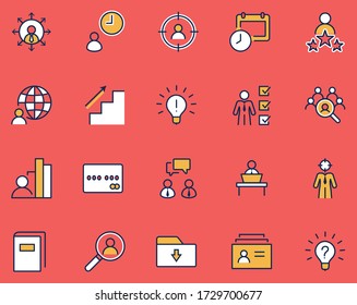 Set of Head Hunting Related Vector Line Icons. Contains such Icons as Career growth, Bulb, Candidate, Search, CV, Card Index, Outsource and more. Editable Stroke. 32x32 Pixel Perfect