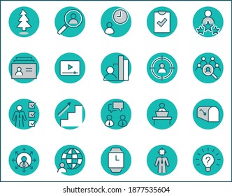 Set of Head Hunting Related Vector Line Icons. Contains such Icons as Career growth, Bulb, Candidate, Search, CV, Card Index, Outsource and more. Editable Stroke. 32x32 Pixel Perfect