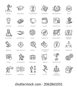 Set of Head Hunting Related Vector Line Icons