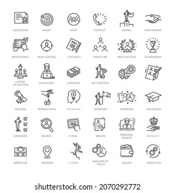 Set of Head Hunting Related Vector Line Icons