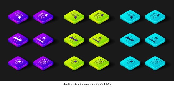 Set Head hunting, Resume, Exchange work, Employee hierarchy,  and Search job icon. Vector