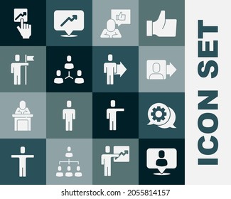 Establece la caza de cabezas, el chat de burbujas de voz, el líder del equipo, el tipo de mano, la base del equipo del proyecto y el icono. Vector