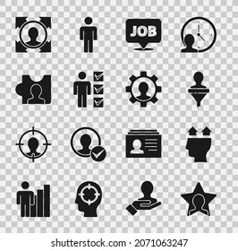 Set Head hunting, User of man, Speech bubble with job, business suit,  and Human gear icon. Vector